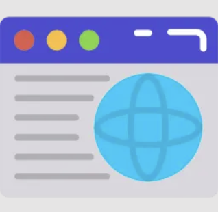 Icon representing a web browser window with address bar and content area